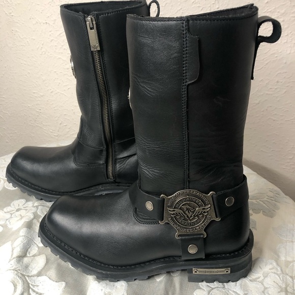 Milwaukee Leather Men's Black 11-inch Classic Harness Square Toe Boots, 9.5 - Picture 8 of 15